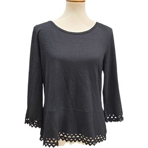 Talbots Tunic Top Black Knit